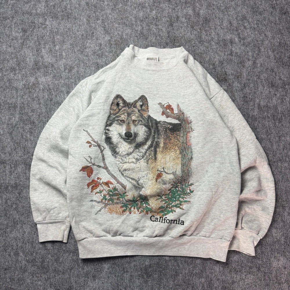 Wolf Graphic Crewneck Sweatshirt California Tultex USA Made XL